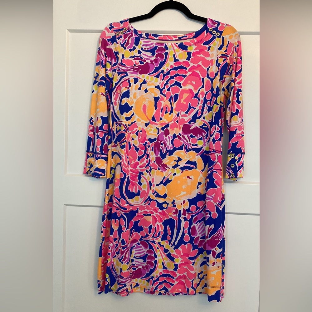 Lilly Pulitzer Sophie Dress Catch and Release Pink Blue Print Rare Small